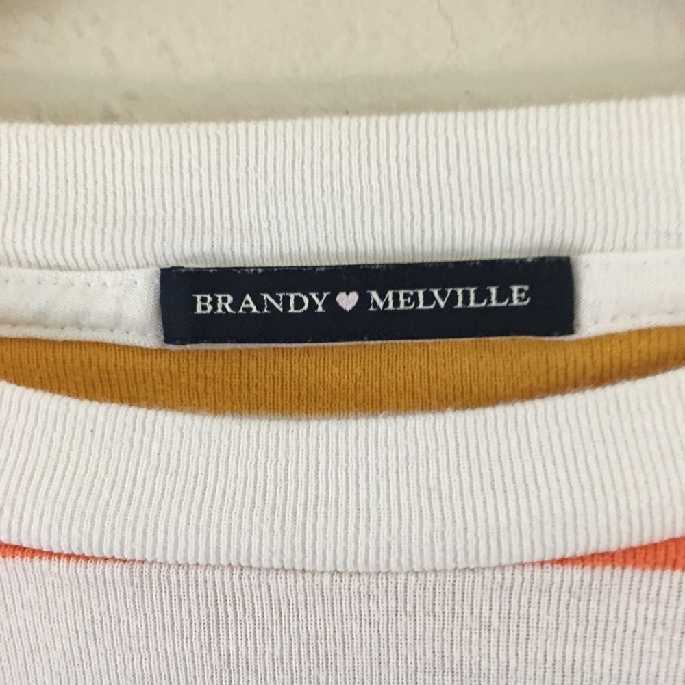 Brandy Melville Short Sleeve Striped T-Shirt 100% Cotton Casual Stretch Relaxed - Picture 2 of 6